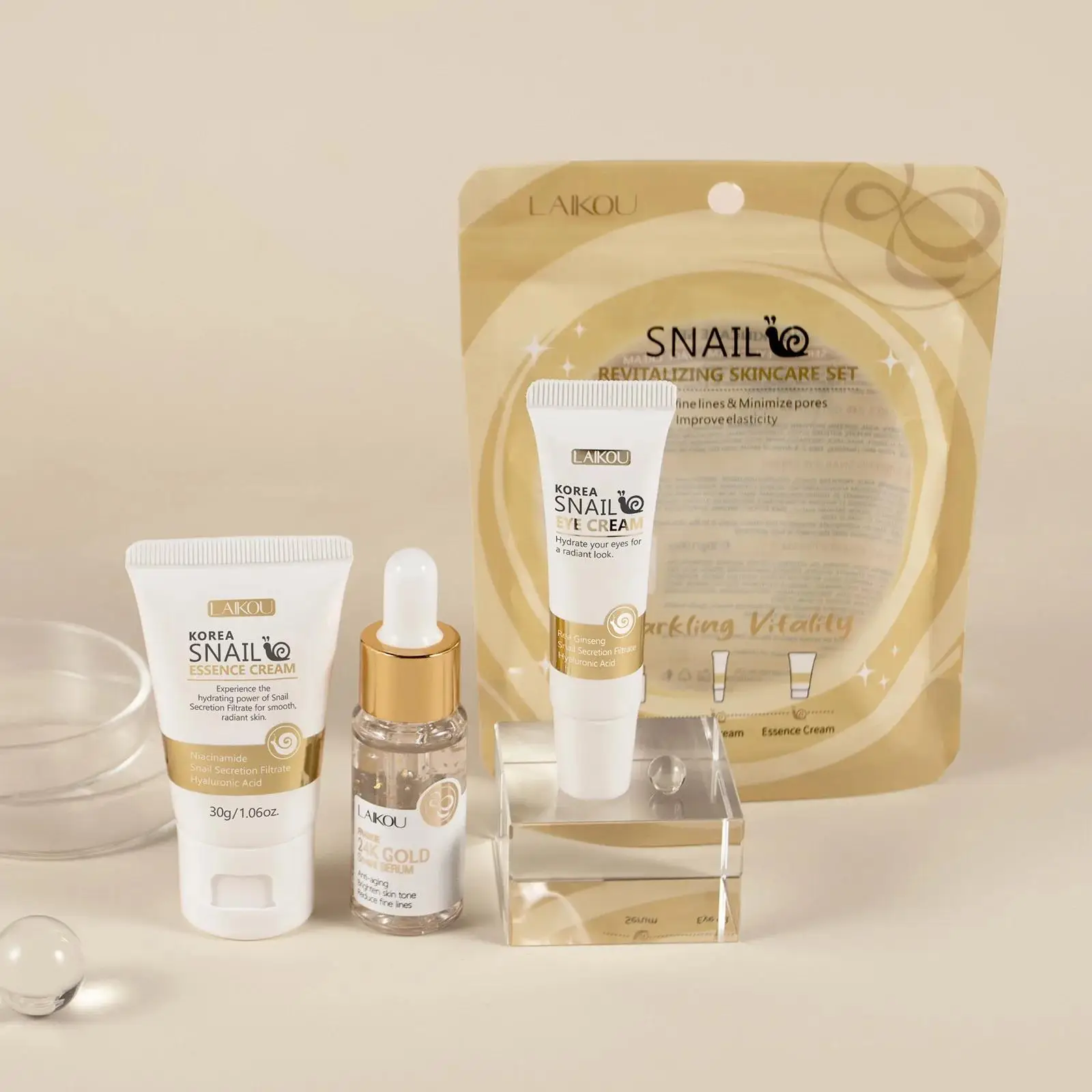 Luxury Gold Skincare - 24k ouro caracol reparação soro creme