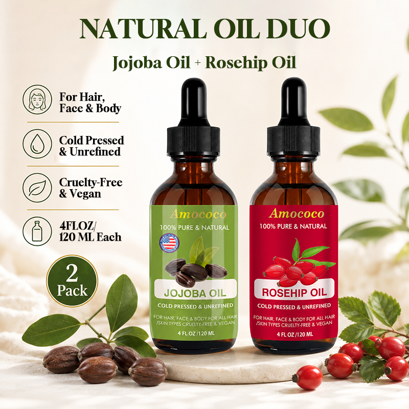 Amococo 2pcs Óleo de Jojoba e  - Cold Pressed Rose Hip avaliação e preço